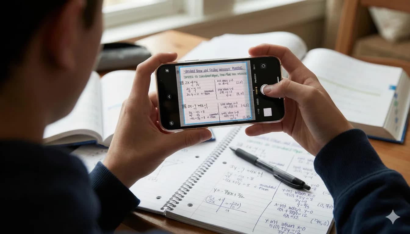 Photographing handwritten maths homework with a phone